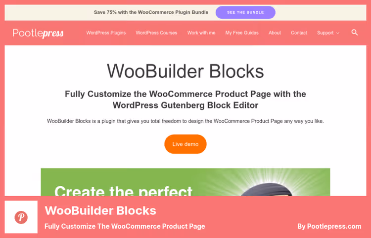 WooBuilder Blocks, кастомізація картки товару WooCommerce