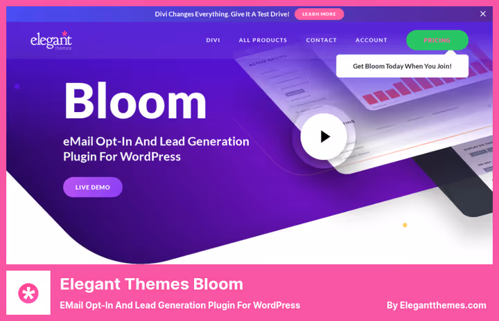 Bloom liitumisvormi redaktor Elegant Themesilt