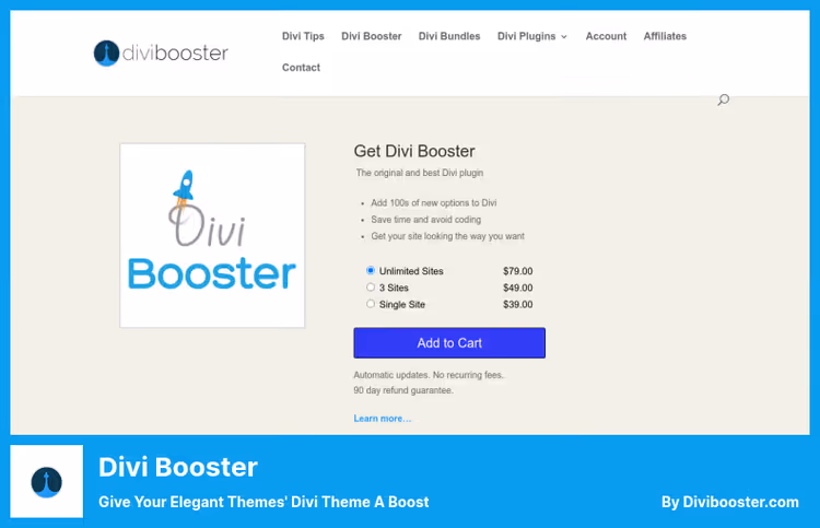 Divi Booster seadete akordionid Divi peenhäälestuseks