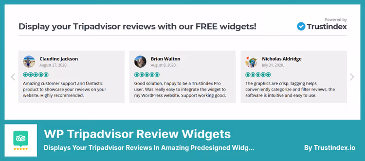 TripAdvisor-vurderingswidget i WordPress-dashbordet