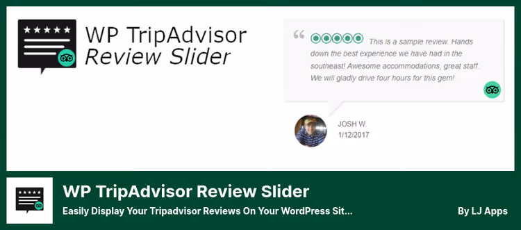 TripAdvisor-vurderingskarusell på WordPress-side
