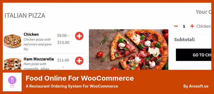 Menu with categories in Food Online for WooCommerce