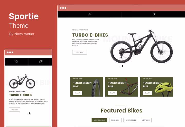 Sportie theme home page with sports-themed products