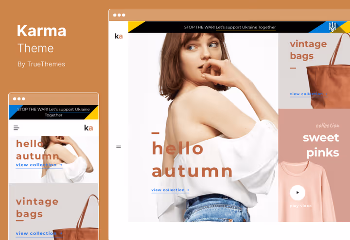 Karma business theme home page with corporate design