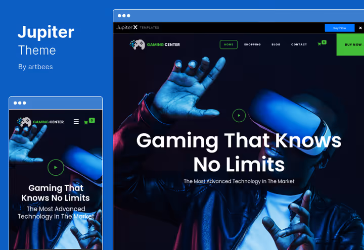 Jupiter theme portfolio layout with creative design