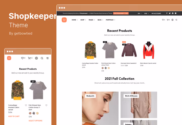 Clothing store on Shopkeeper theme with clean product grid