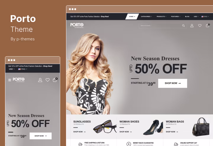Online store demo on Porto with multi-category grid