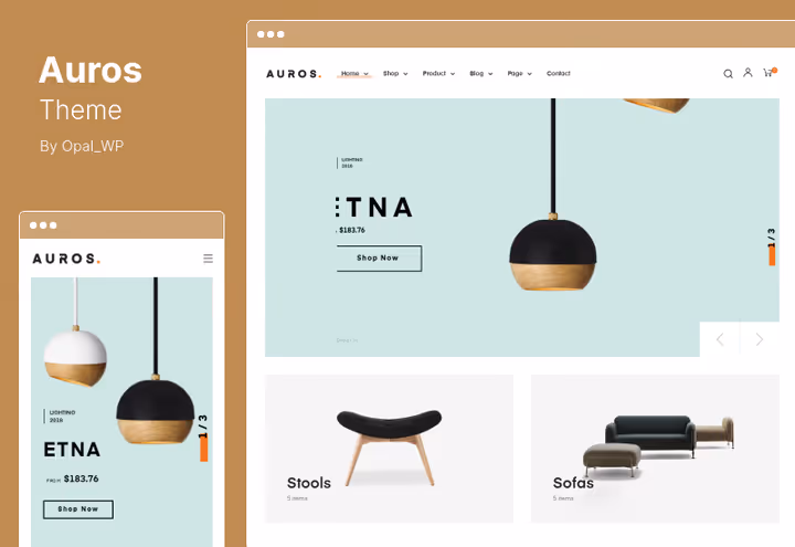 Furniture store on Auros theme with interior products