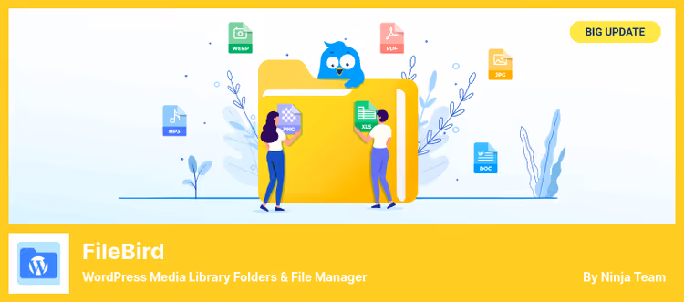 Файловый менеджер FileBird с папками в медиатеке WordPress