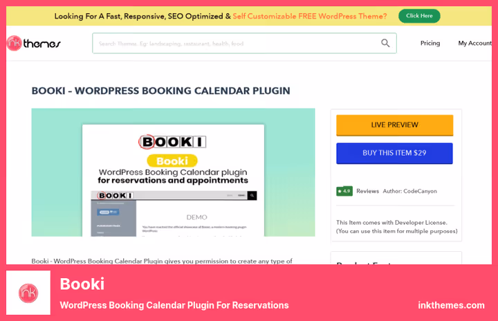 Formulário de reserva do plugin Booki para WordPress