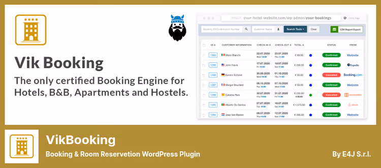 Painel de reservas do VikBooking para WordPress