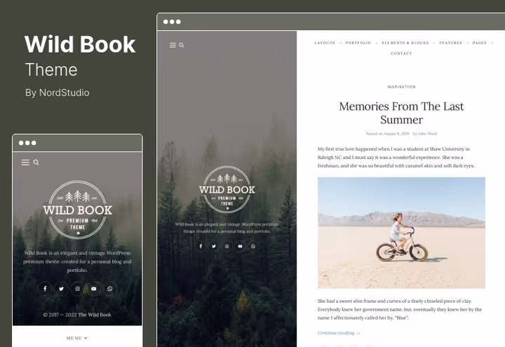 Тема Wild Book, винтажный дизайн блога с вертикальным меню