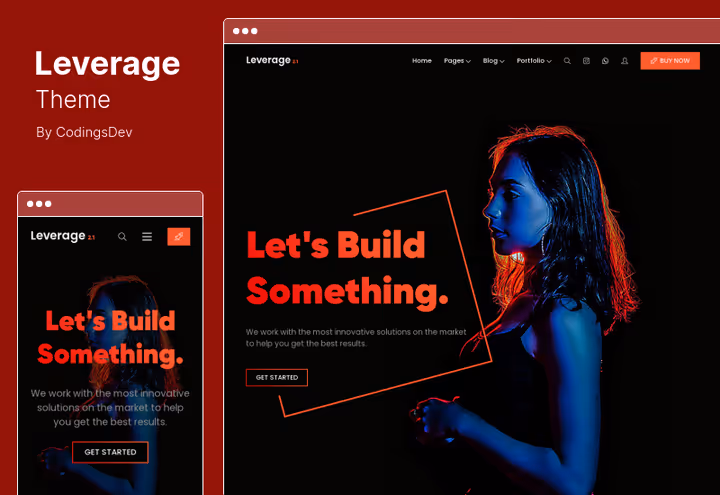 Тема Leverage, портфолио агентства с 6 плагинами перевода