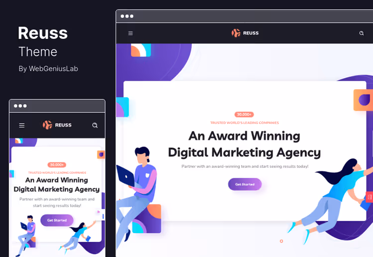 Страница услуг темы Reuss для SEO-агентства на Elementor