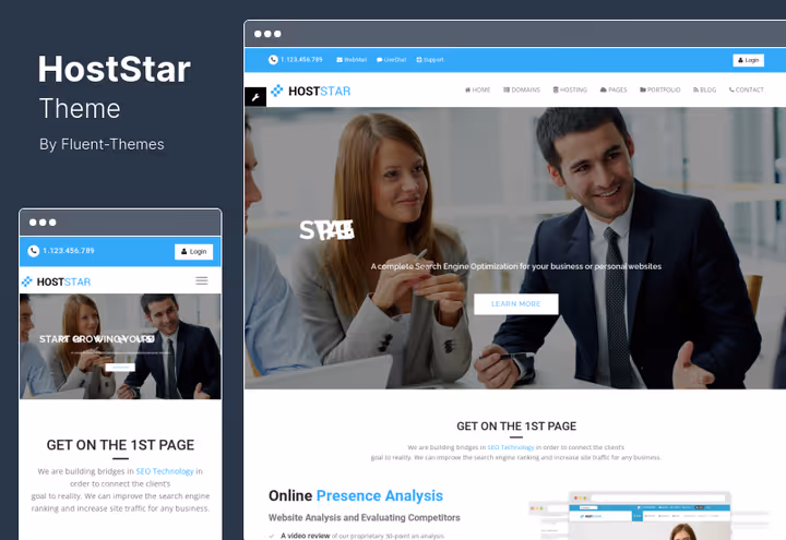 Сайт хостинг-компании на теме HostStar с WHMCS-интеграцией