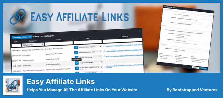 Painel de gestão de links de afiliado do plugin Easy Affiliate Links