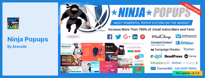 Ninja Popups dra-og-slipp-redigering med valg av animasjonseffekter