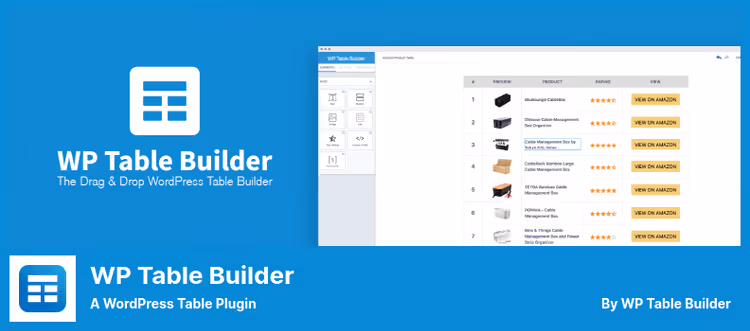 WP Table Builder table editor with drag-and-drop