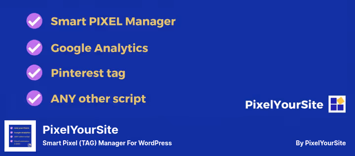 Página de configurações do PixelYourSite com seleção de pixel