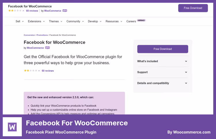 Página de configurações do Meta para WooCommerce com ligação à loja