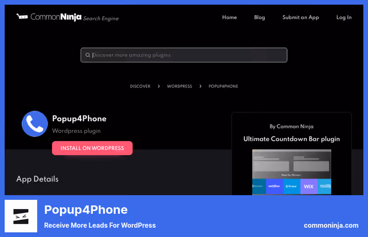 Popup4Phone popup-skjema-innstillinger i WordPress-admin