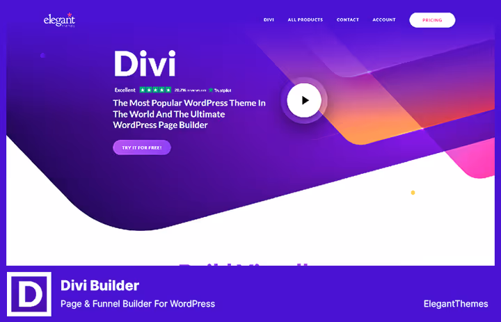 Editor visual do Divi Builder com módulos de página