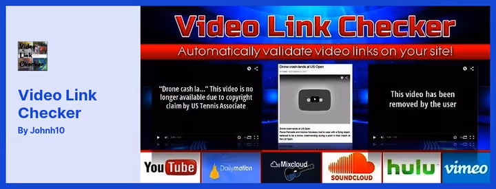Página de definições do Video Link Checker no CodeCanyon