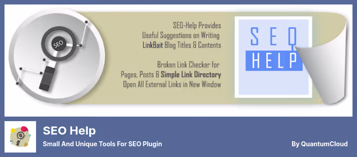 Interface do plugin SEO Help no painel de administração do WordPress