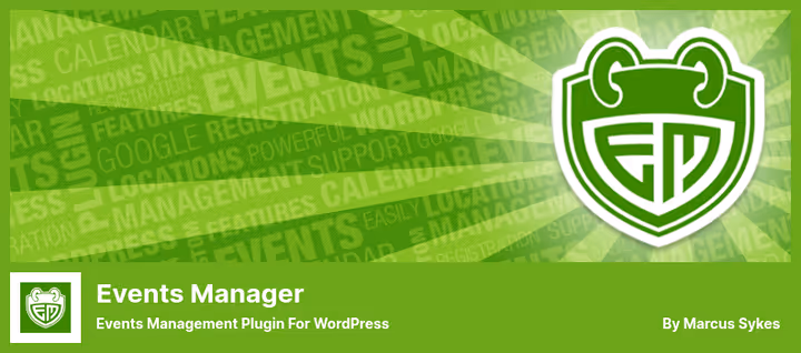 Events Manager haldusleht
