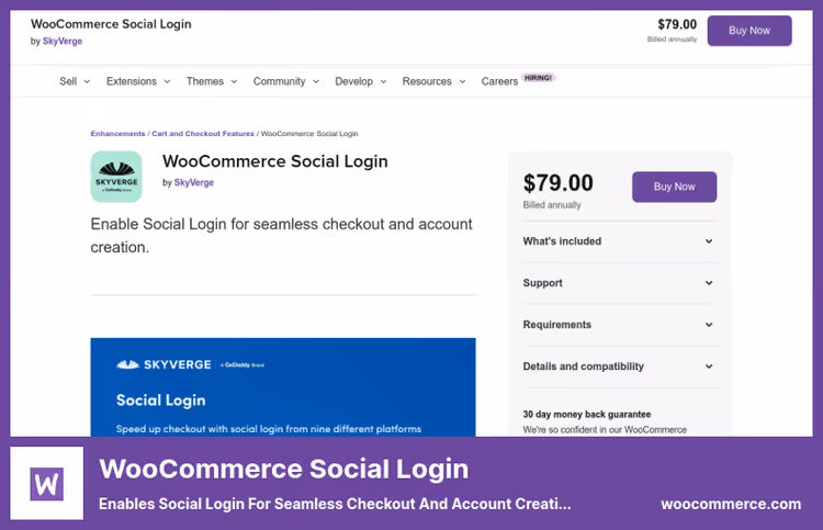 Ecrã de configurações do WooCommerce Social Login com seleção de redes sociais