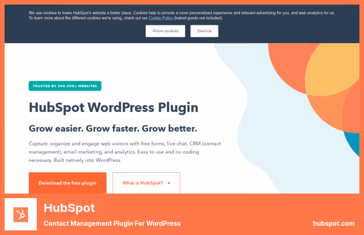 HubSpot CRM плагин WordPress панель управления контактами и лидами