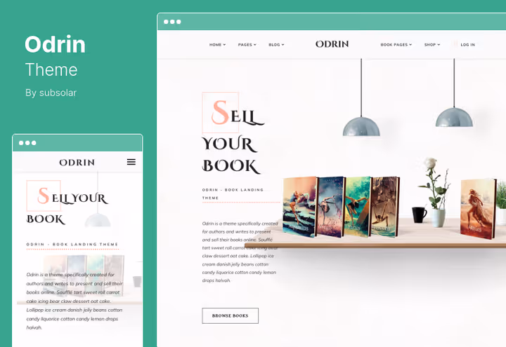 Odrin theme, book site with page-flip effect