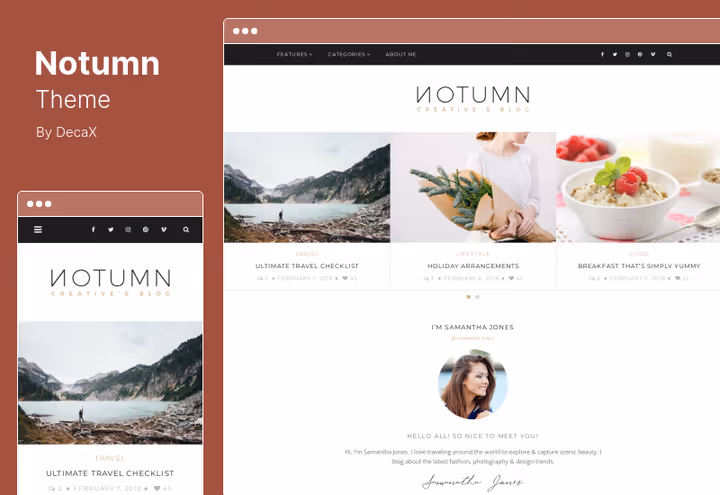 Notumn theme, responsive blog with custom shortcodes and lightbox
