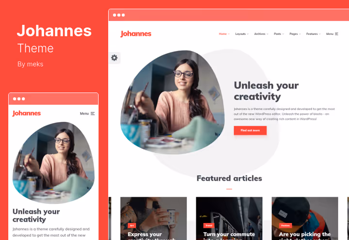 Johannes theme, multi-concept blog with 4.85 rating on ThemeForest