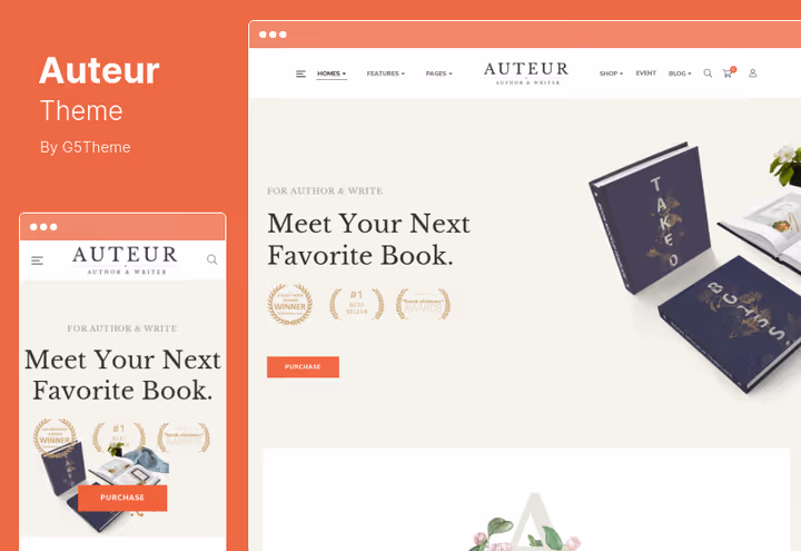 Auteur theme, author or publisher site with per-page styles