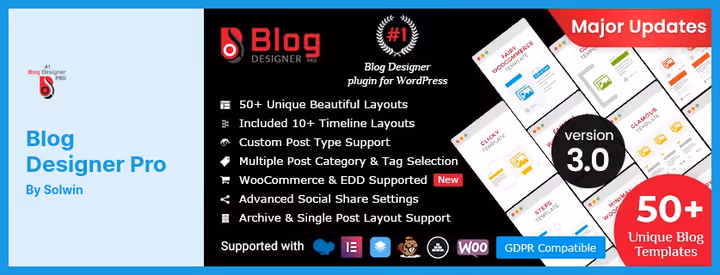 Blog grid templates in Blog Designer Pro