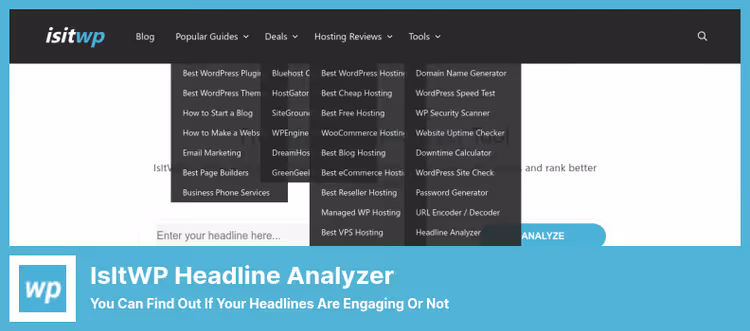 Free headline analyzer IsItWP with scoring and preview