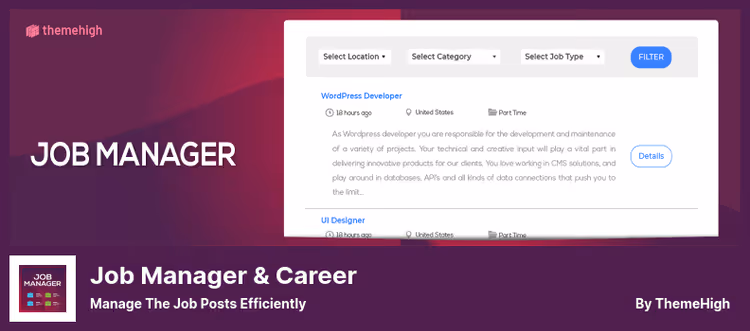 Job Manager Career plugin job page with tile layout
