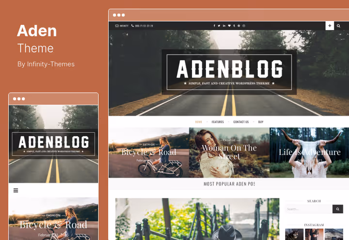 Aden theme for fashion and personal blogs