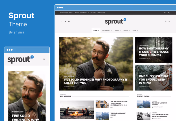 Sprout theme with 40+ custom Gutenberg blocks