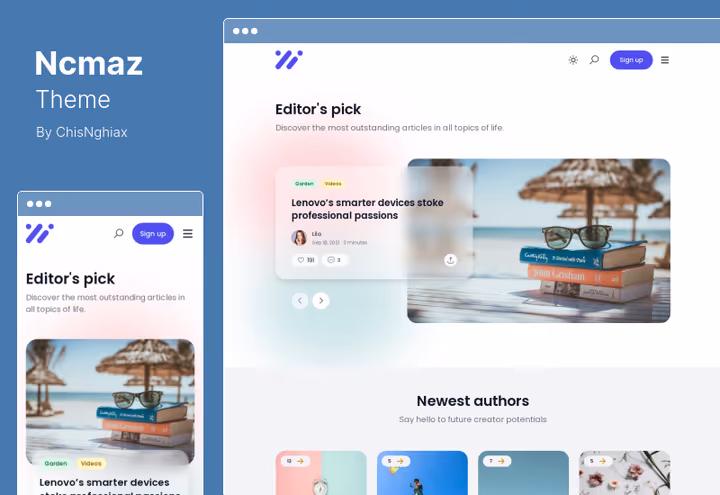 Ncmaz theme for magazines and blogs with dark and light mode