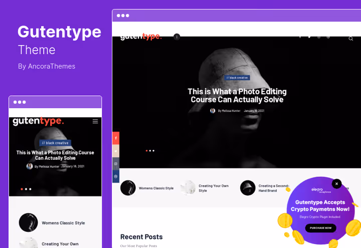 Gutentype theme for blogs with deep Gutenberg integration