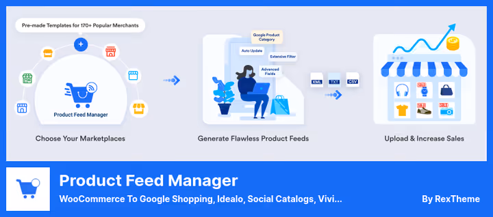 Інтерфейс Product Feed Manager від RexTheme, створення фіду за 3 кліки