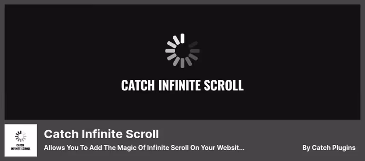 Catch Infinite Scroll settings window with selector options