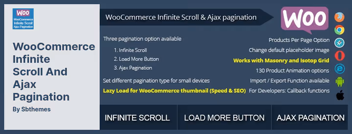 Infinite scroll demonstration on WooCommerce product page