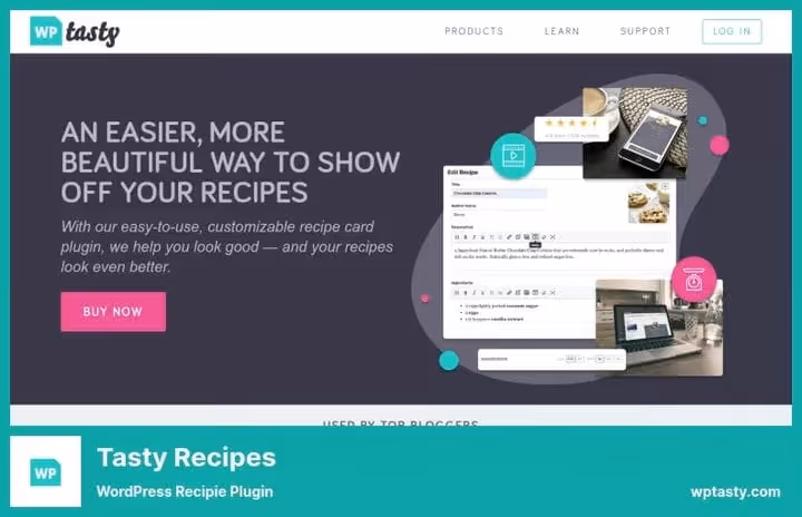 Tasty Recipes retseptikaardi liides