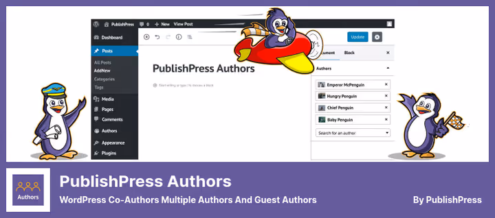 PublishPress Authors medforfattervalg i WordPress-redigeringspanelet