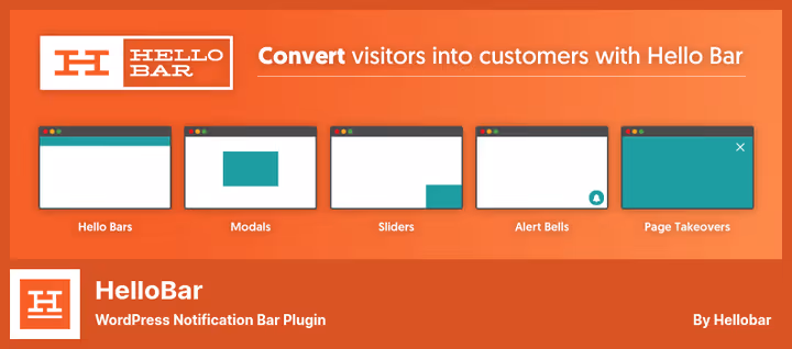 Панель создания уведомлений HelloBar для WordPress