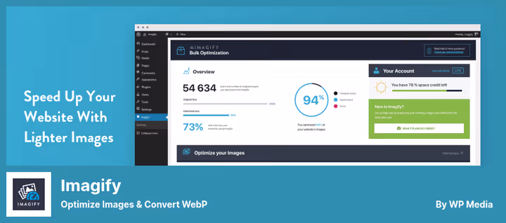 Painel do plugin Imagify com definições de compressão