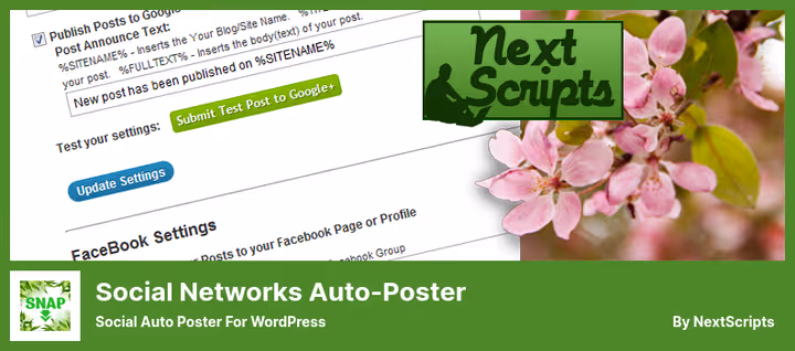 Plugin NextScripts SNAP para publicação automática em mais de 20 redes sociais a partir do WordPress